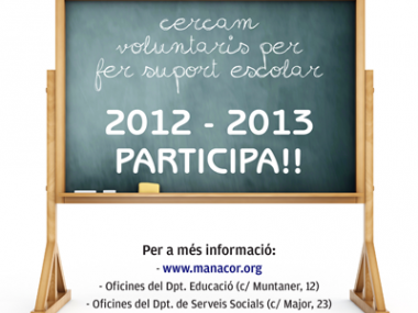 Amb el lema “Tenim un repte: cercam voluntaris” l’Ajuntament de Manacor promou una campanya de participació ciutadana en un projecte de suport escolar