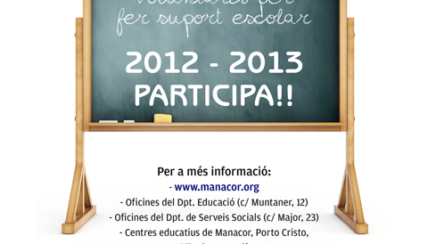 Amb el lema “Tenim un repte: cercam voluntaris” l’Ajuntament de Manacor promou una campanya de participació ciutadana en un projecte de suport escolar