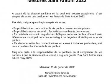 Ban Municipal de mesures per a Sant Antoni 2022. 