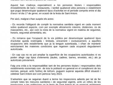 Ban Municipal de mesures per a Sant Antoni 2022. 