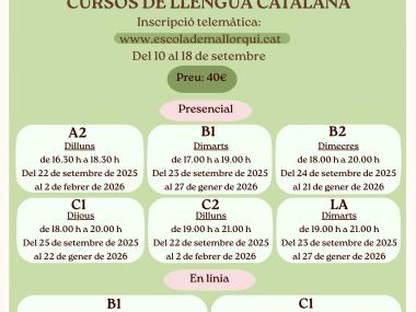 Cursos de llengua catalana curs 2025-26