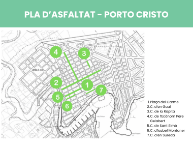 Pla d'asfaltat de la xarxa viària de Porto Cristo.