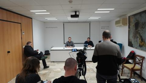 El batle de Manacor, Miquel Oliver, amb el delegat de Medi Ambient, Sebastià Llodrà, aquest dilluns en roda de premsa. 